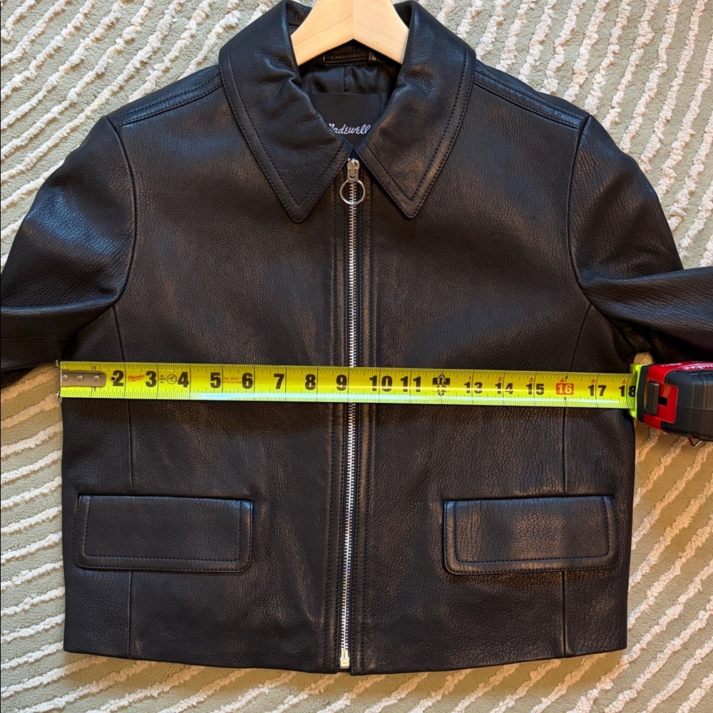 Madewell Shrunken Zip Front Black Leather Jacket - Picture 8 of 10